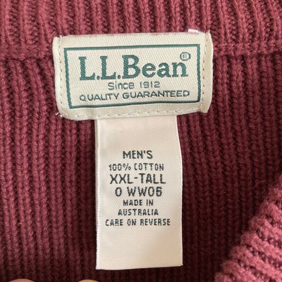Vintage LL Bean Burgundy 5 Button Henley Cotton Fisherman Knit Sweater XXL Tall - Picture 6 of 15
